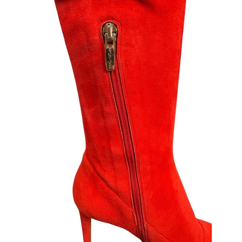 Sergio Rossi Over The Knee Boots Suede Italy Mob Wife Cowgirl Western Party 6